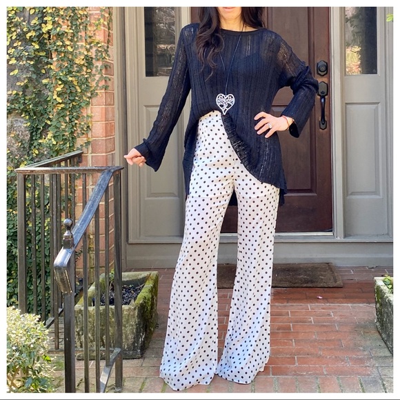 FABULOUS WHITE WITH BLACK POLKA DOT WIDE LEG PANTS - Picture 6 of 8